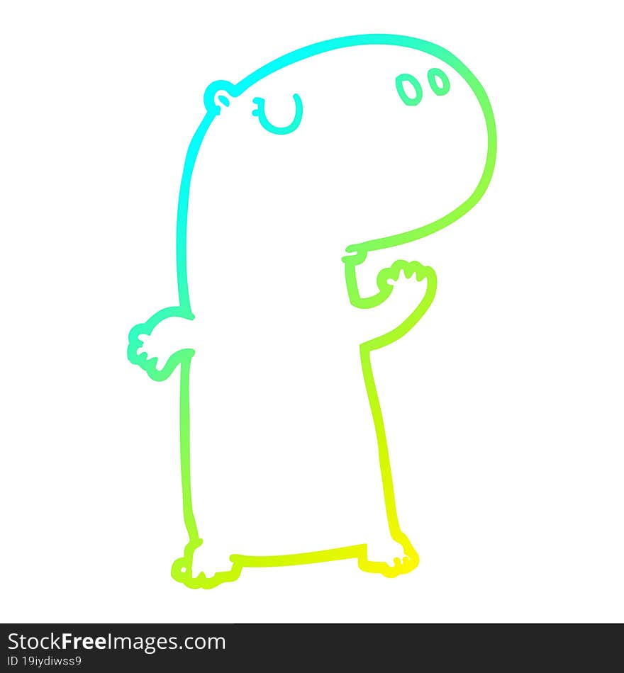 Cold Gradient Line Drawing Cartoon Hippopotamus