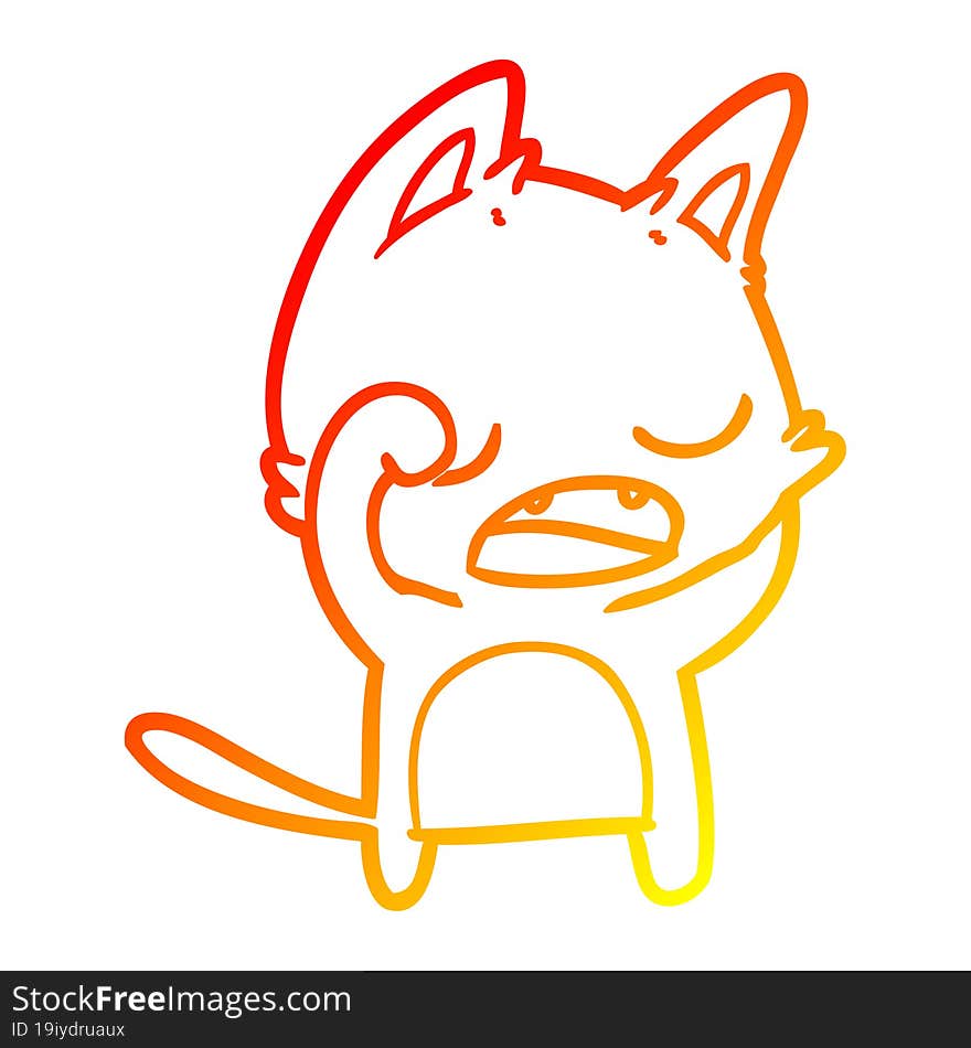 warm gradient line drawing talking cat cartoon