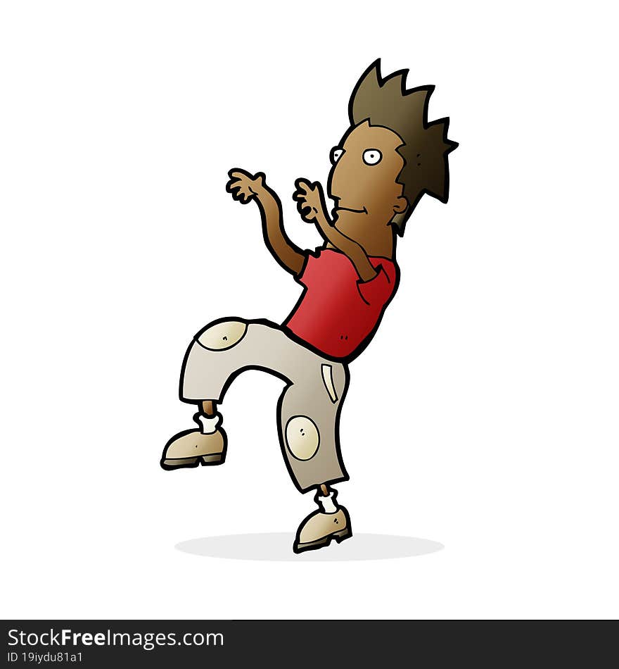 cartoon happy man doing funny dance