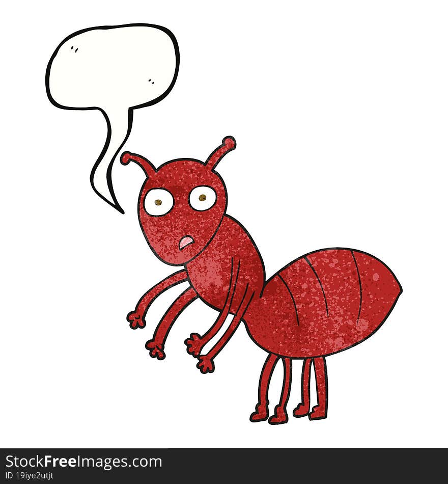 freehand speech bubble textured cartoon ant