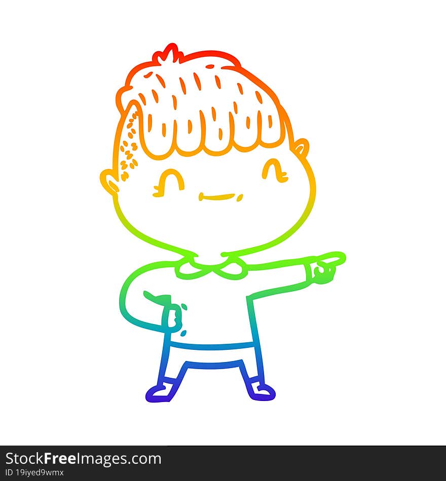 rainbow gradient line drawing cartoon friendly boy