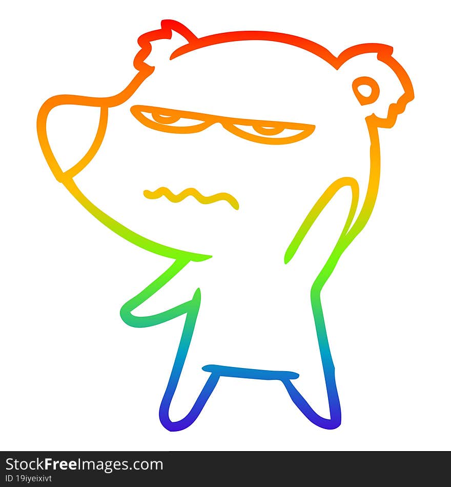 rainbow gradient line drawing annoyed bear cartoon