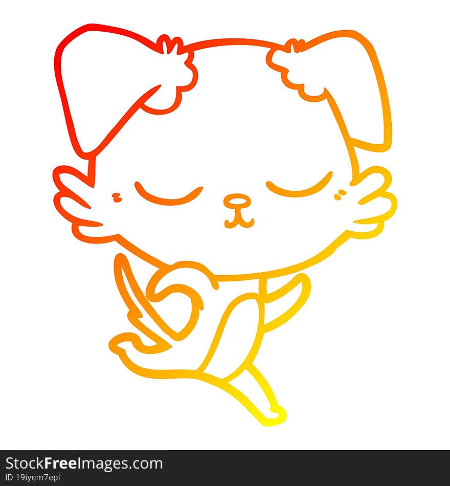 warm gradient line drawing cute cartoon dog