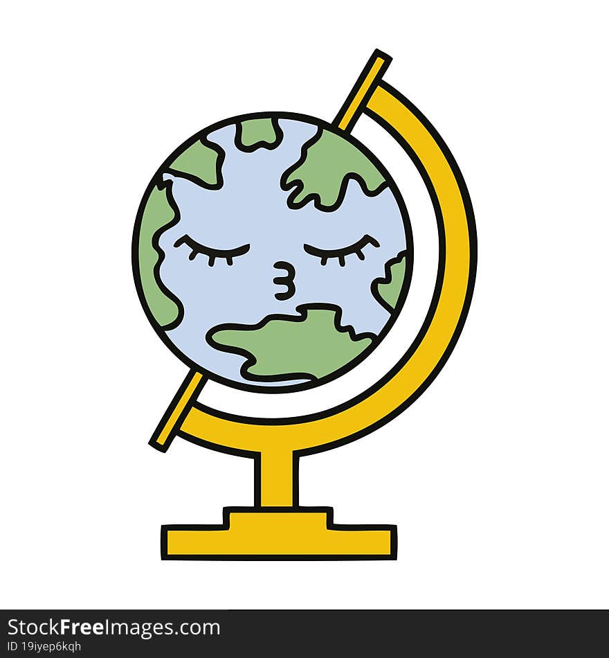 cute cartoon globe of the world