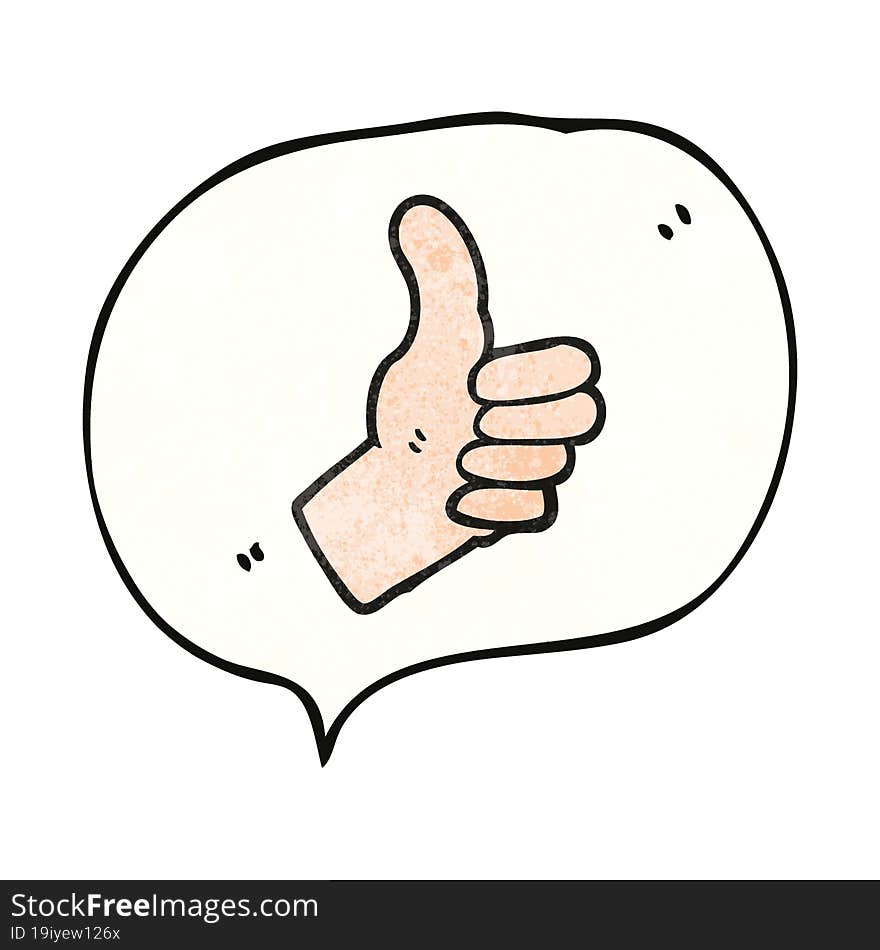 speech bubble textured cartoon thumbs up sign