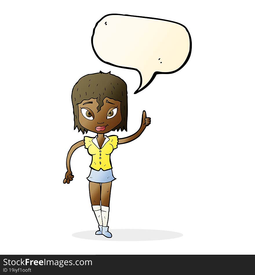 cartoon woman making point with speech bubble