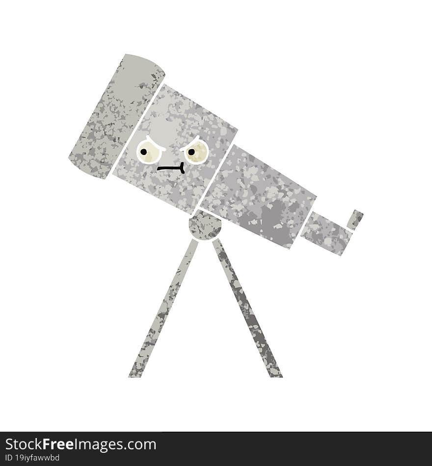 retro illustration style cartoon telescope