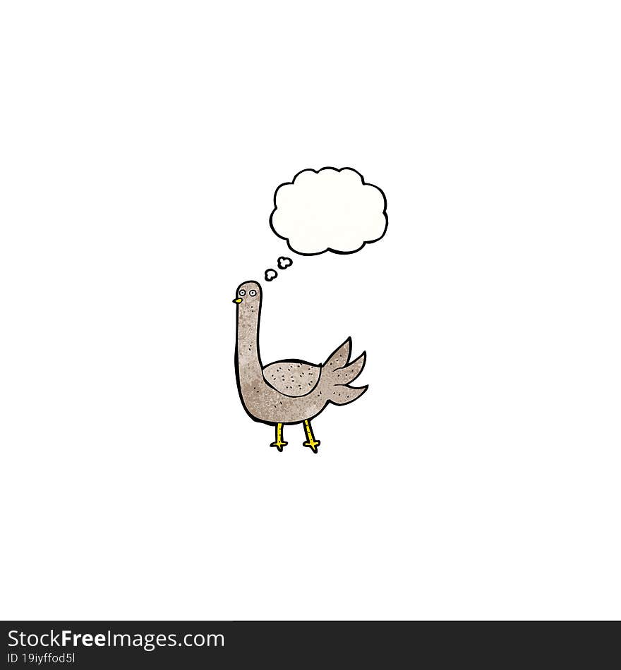 Cartoon Funny Bird With Thought Bubble