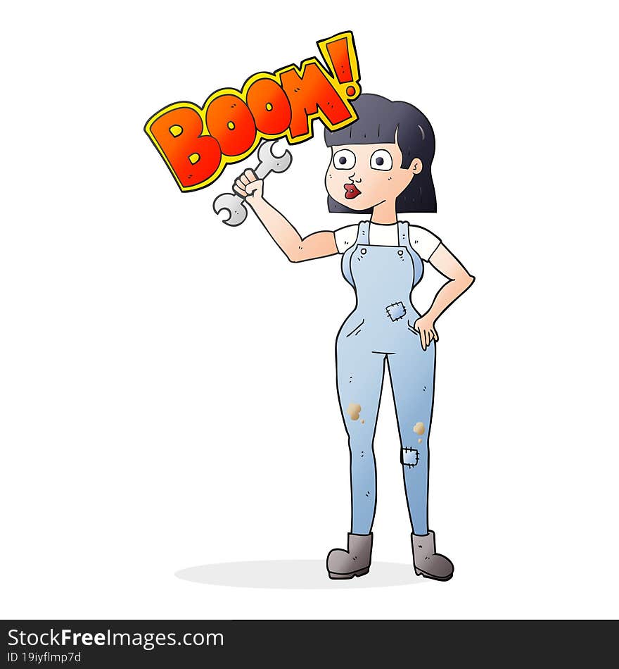 cartoon mechanic woman