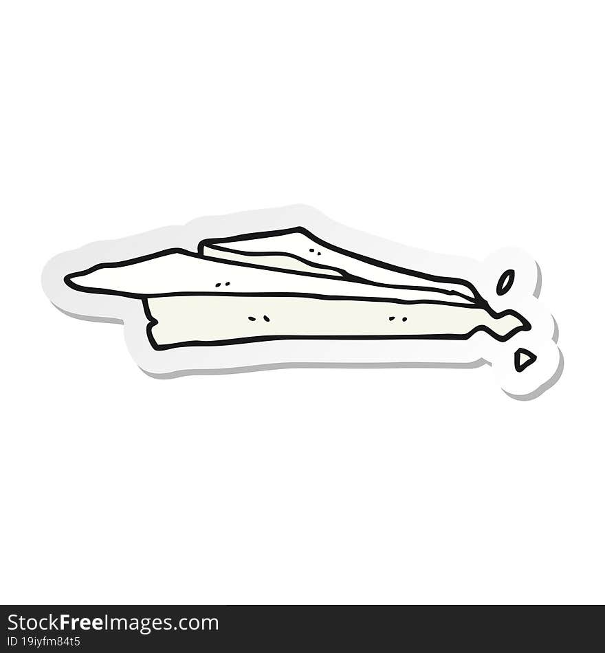 Sticker Of A Cartoon Crumpled Paper Plane