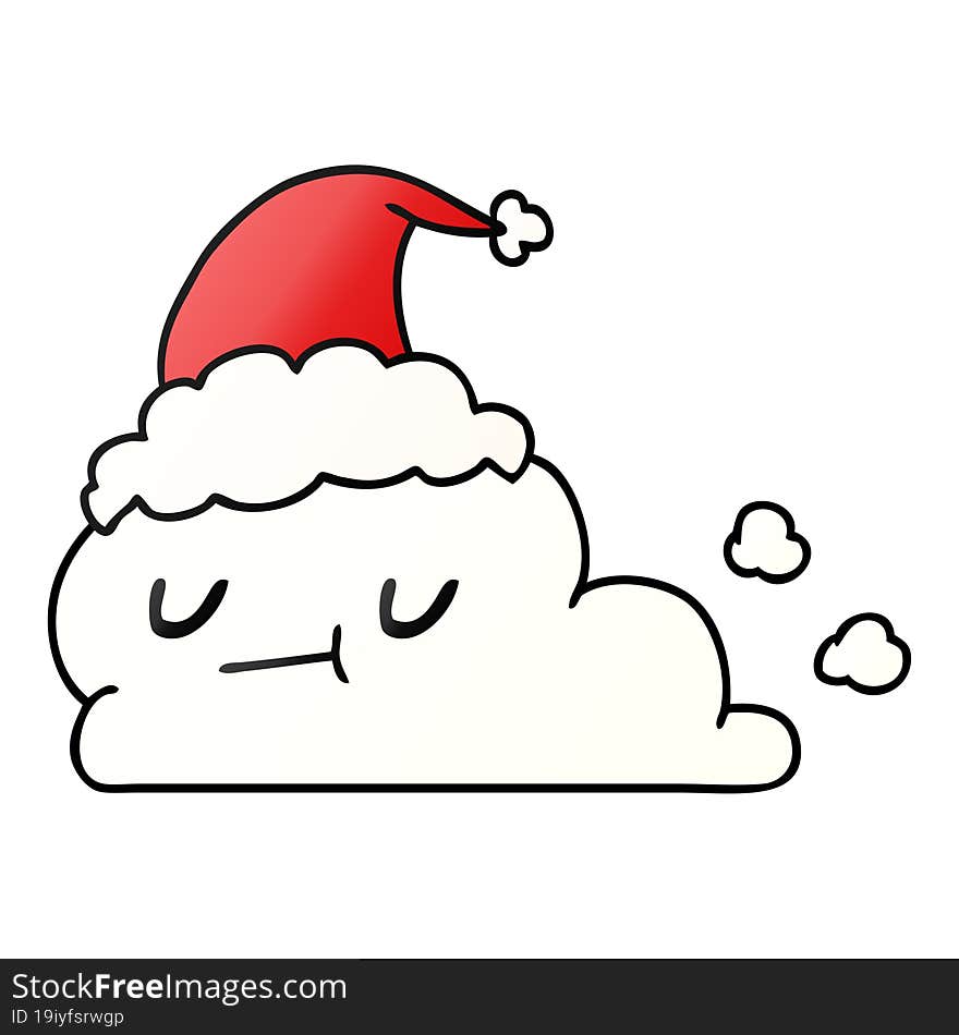 hand drawn christmas gradient cartoon of kawaii cloud