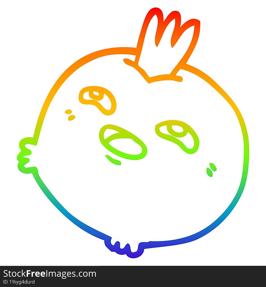 rainbow gradient line drawing of a cartoon happy root vegetable