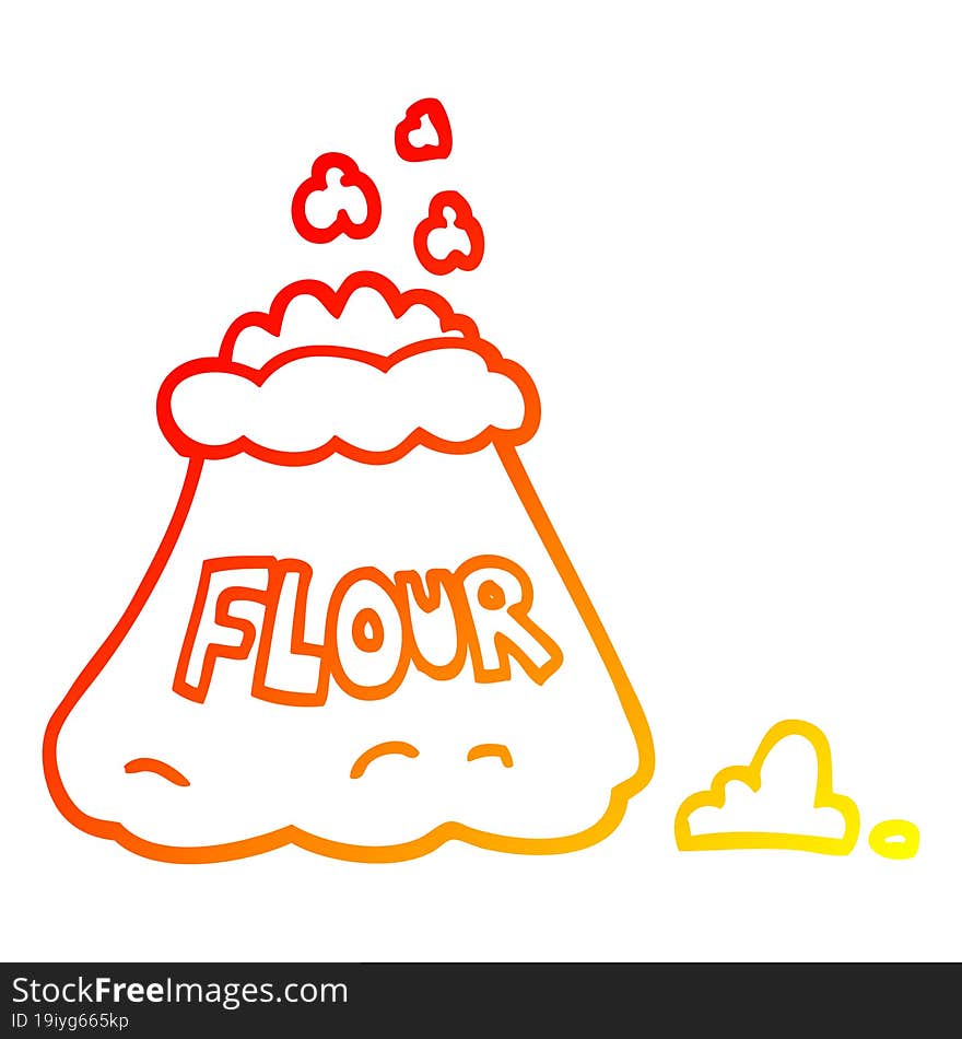 warm gradient line drawing cartoon bag of flour