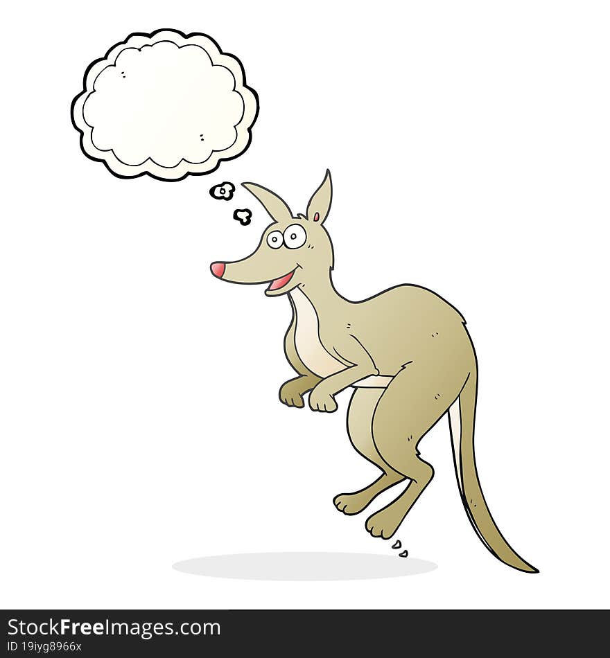 freehand drawn thought bubble cartoon kangaroo