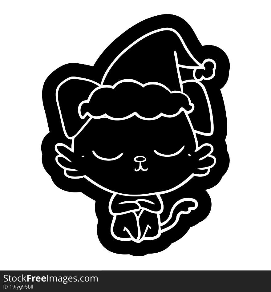 cute cartoon icon of a dog wearing santa hat