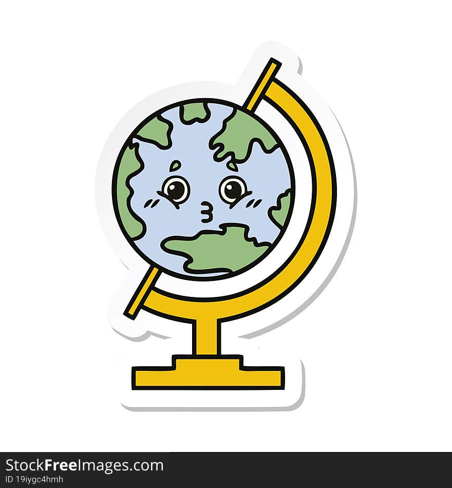 sticker of a cute cartoon globe of the world