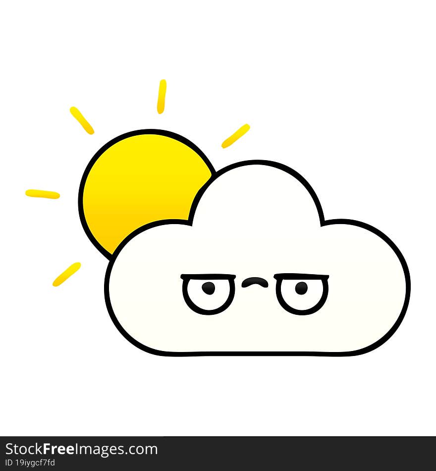 gradient shaded cartoon sun and cloud