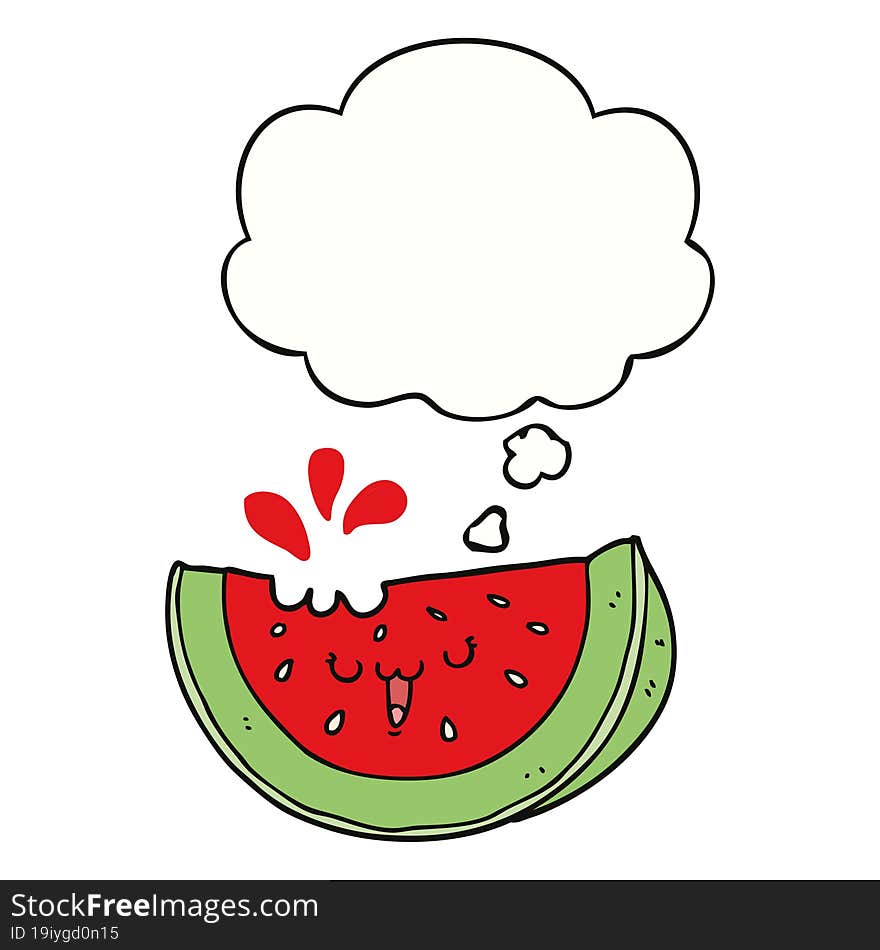 Cartoon Watermelon And Thought Bubble