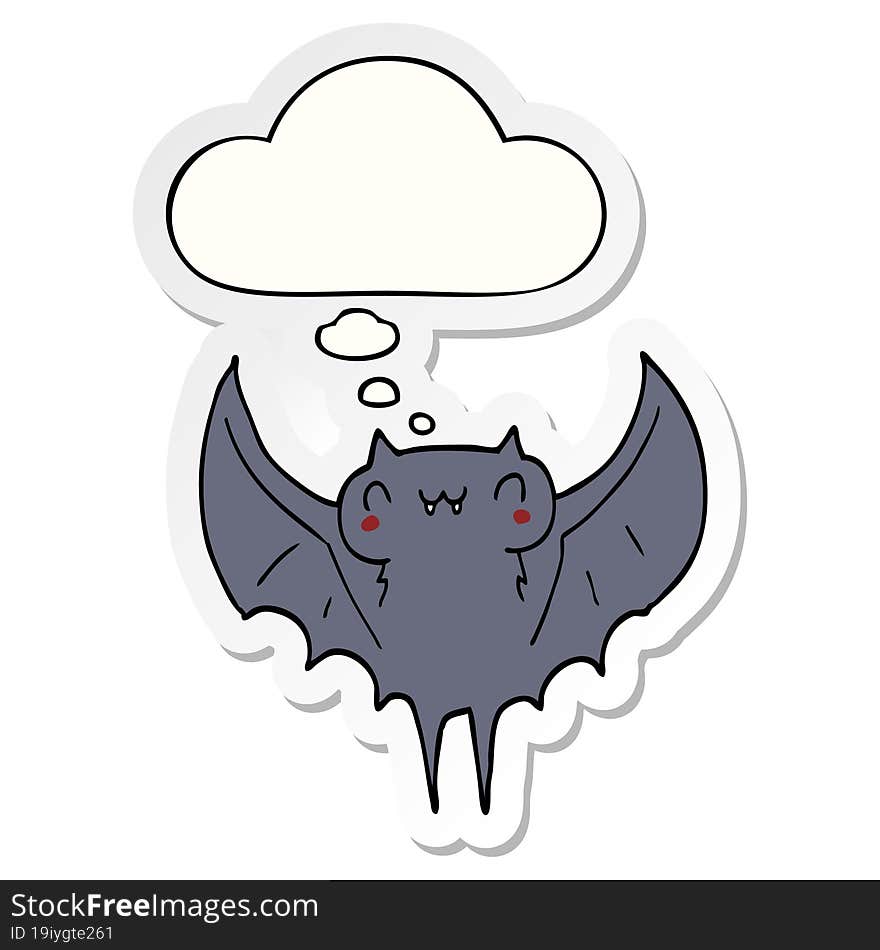 Cartoon Bat And Thought Bubble As A Printed Sticker