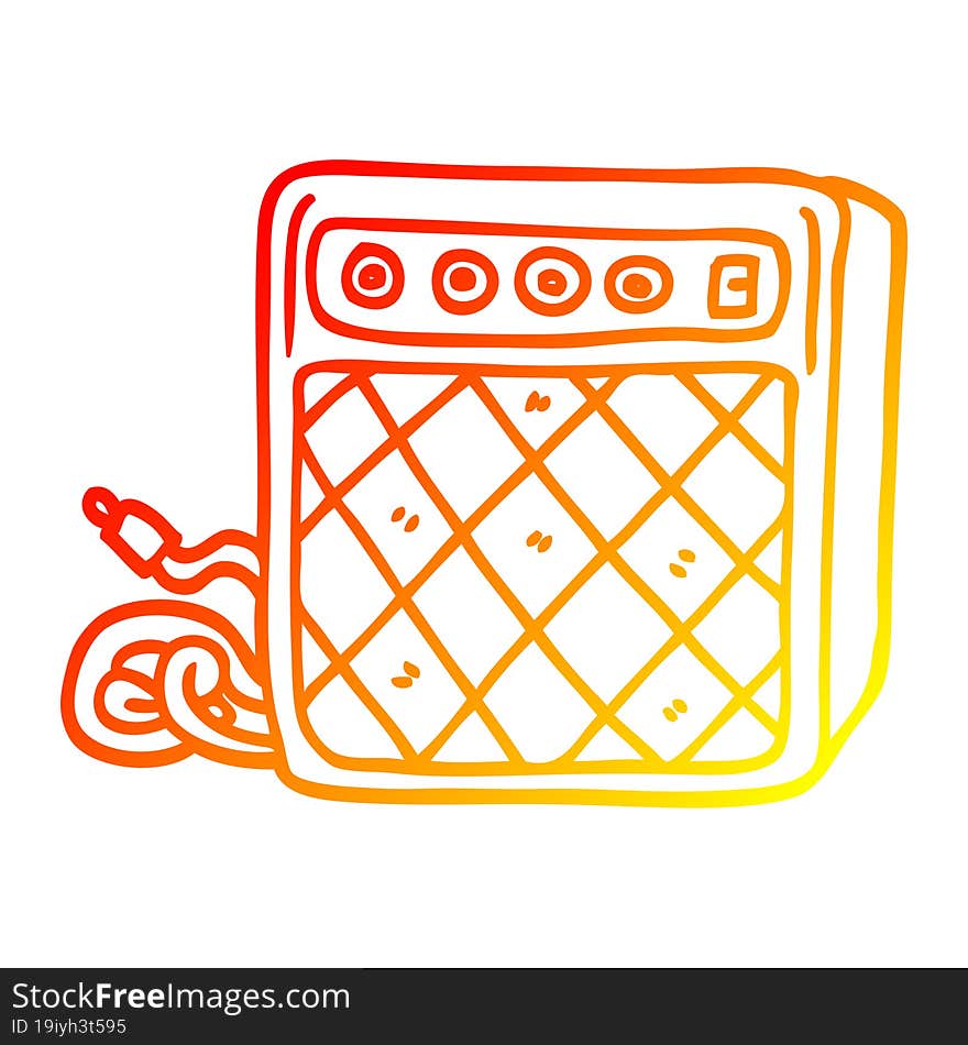 warm gradient line drawing cartoon retro speaker system