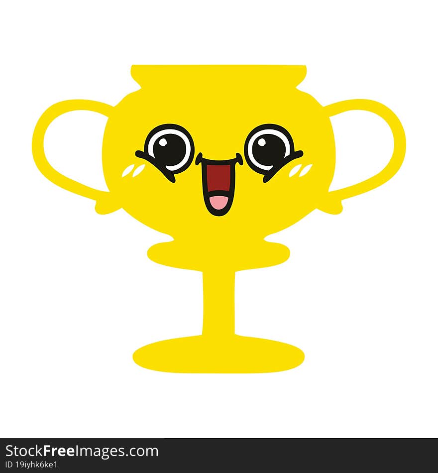 flat color retro cartoon trophy