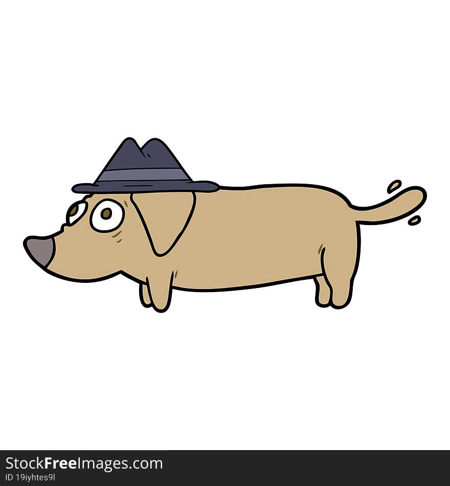 cartoon little dog wearing hat. cartoon little dog wearing hat