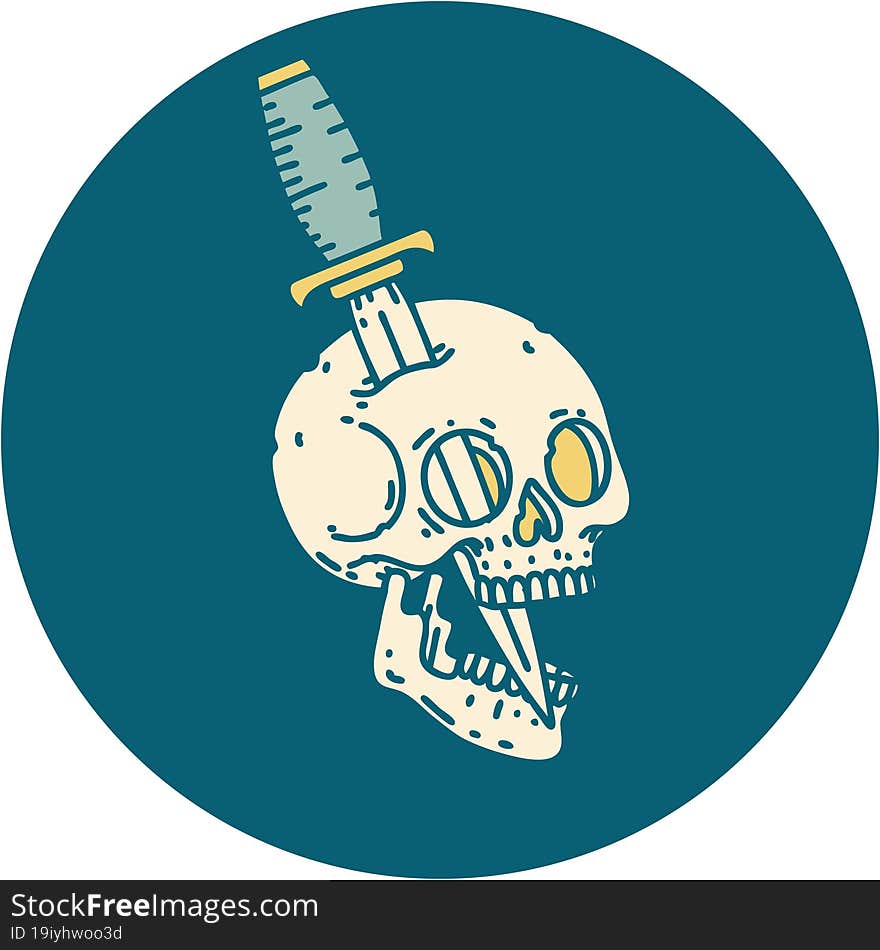 tattoo style icon of a skull and dagger