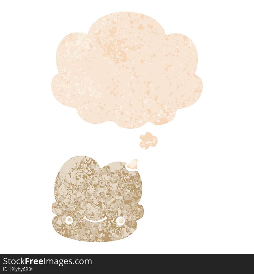 cartoon cloud and thought bubble in retro textured style