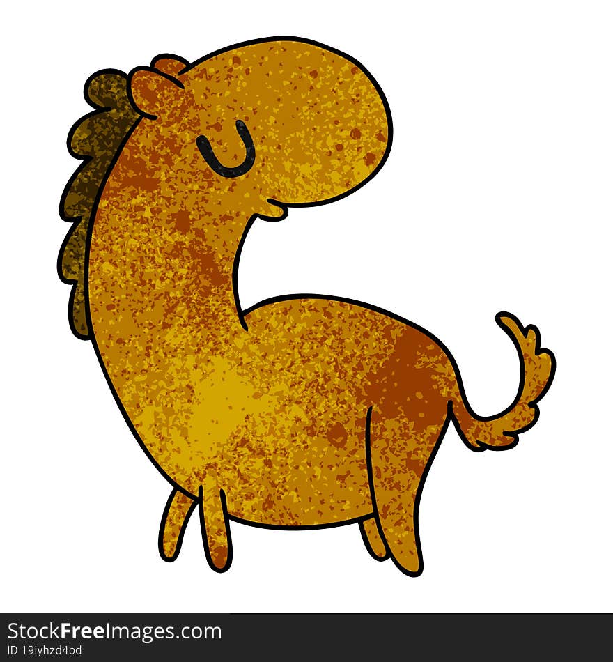 textured cartoon kawaii of a cute horse