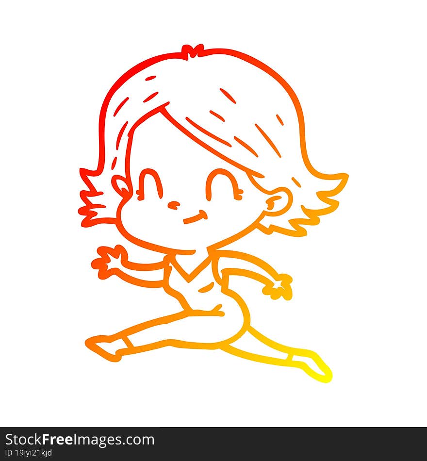 warm gradient line drawing cartoon friendly girl