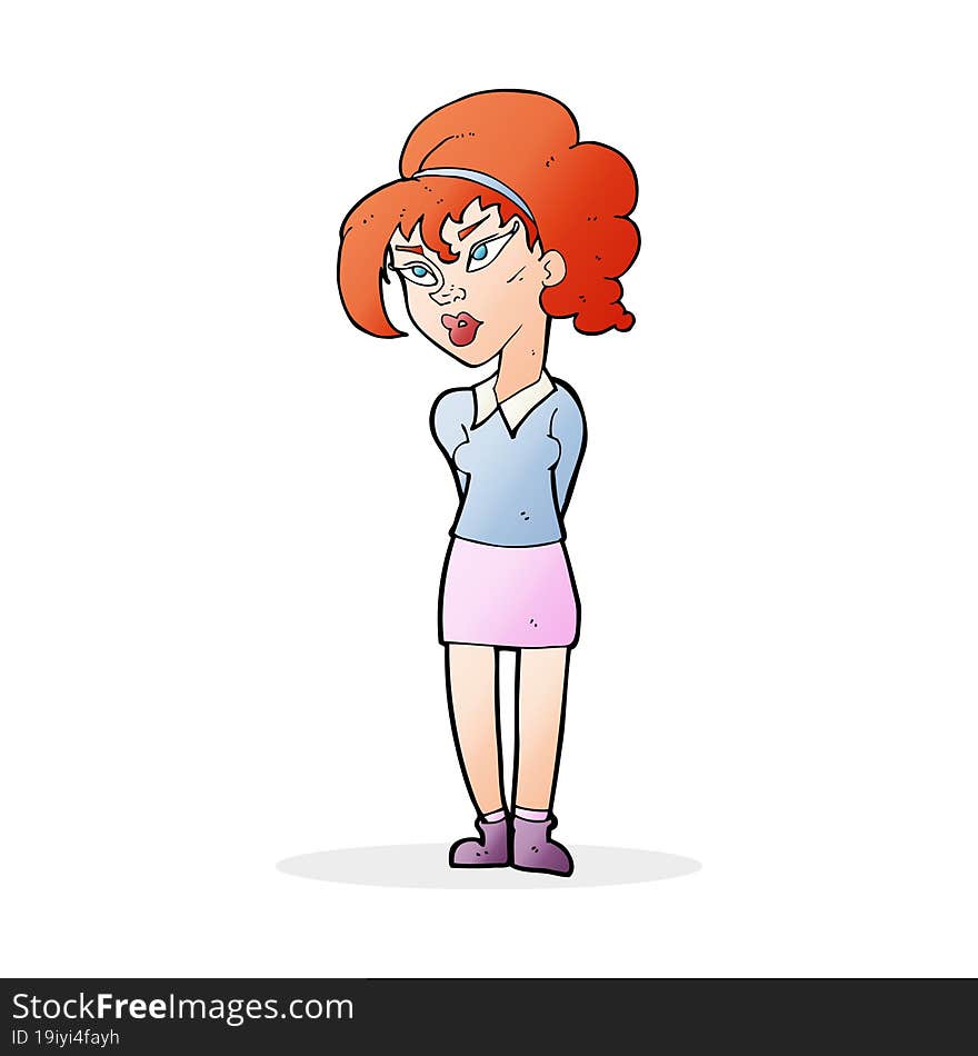 cartoon pretty girl tilting head