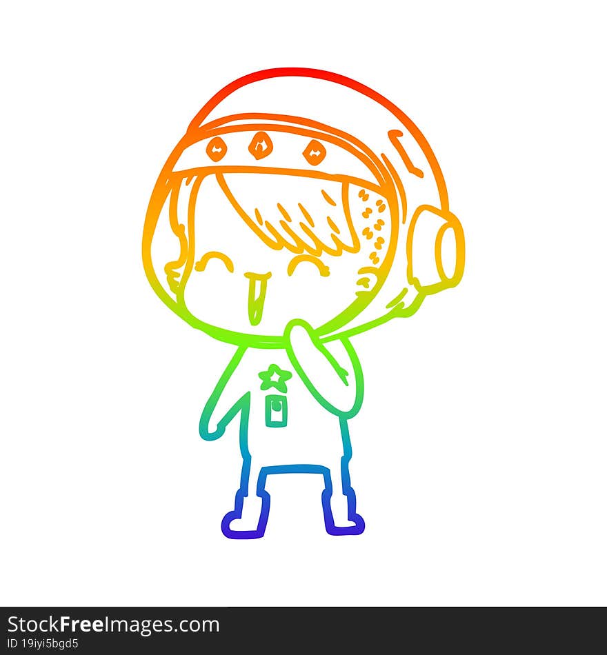 rainbow gradient line drawing happy cartoon space girl