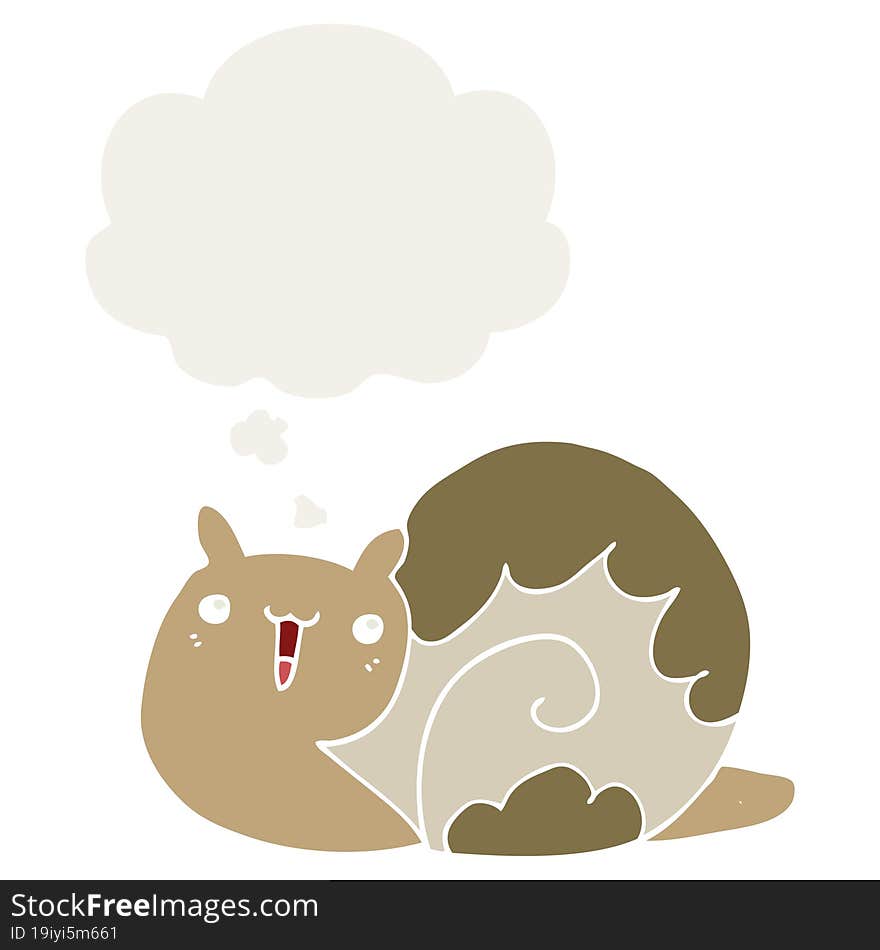 cute cartoon snail with thought bubble in retro style