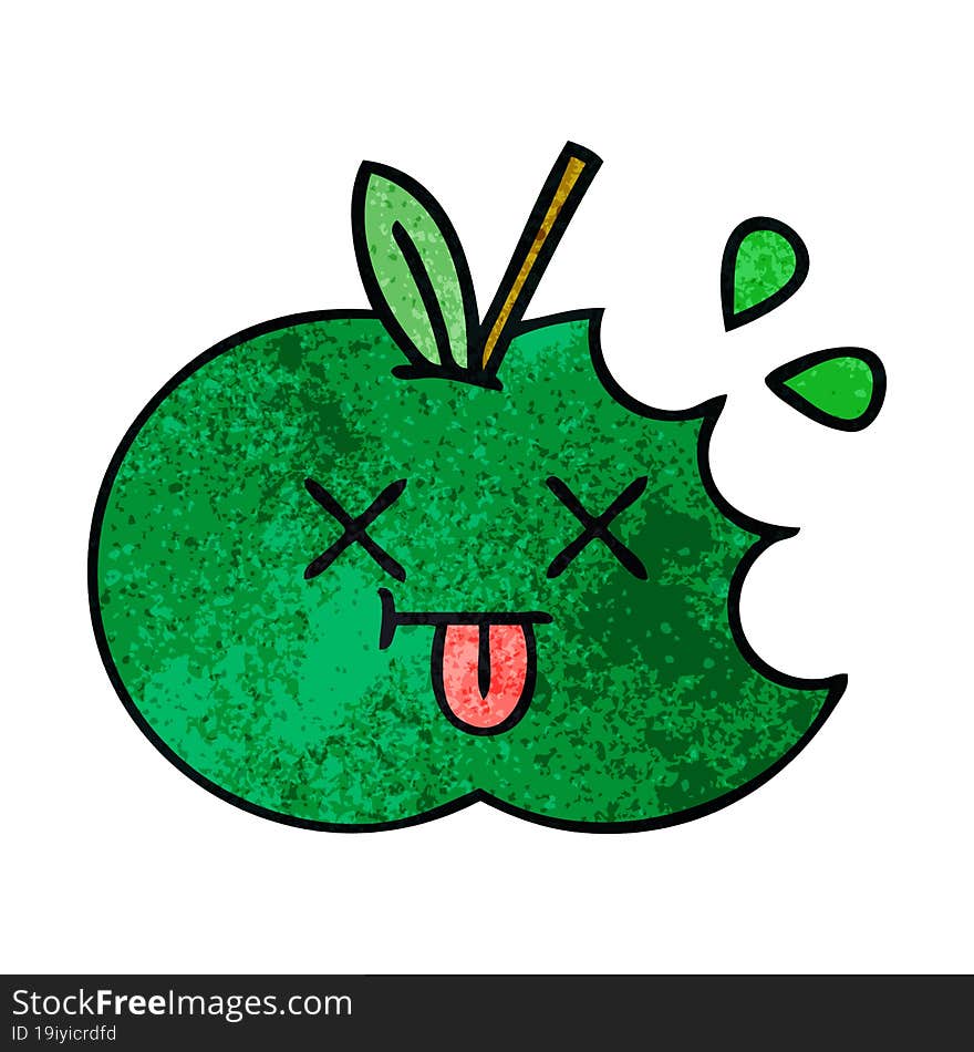 retro grunge texture cartoon juicy apple