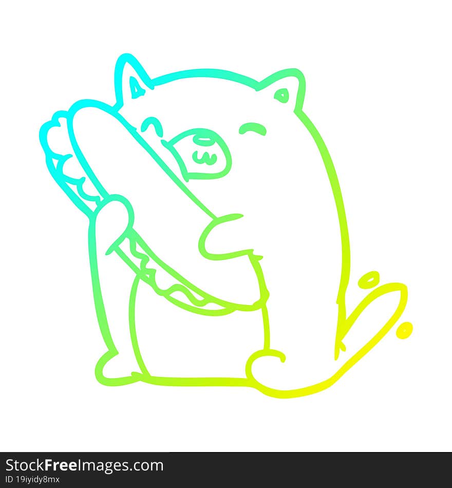 cold gradient line drawing of a cat loving the amazing sandwich he\'s just made for lunch