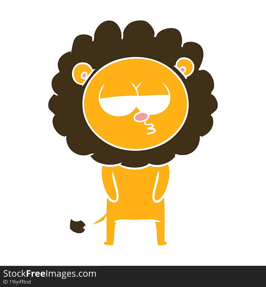 flat color style cartoon tired lion