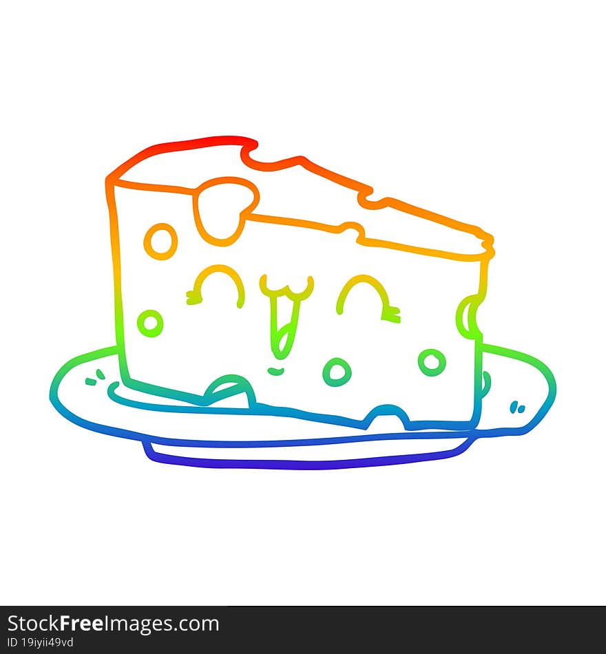 rainbow gradient line drawing cute cartoon cheese