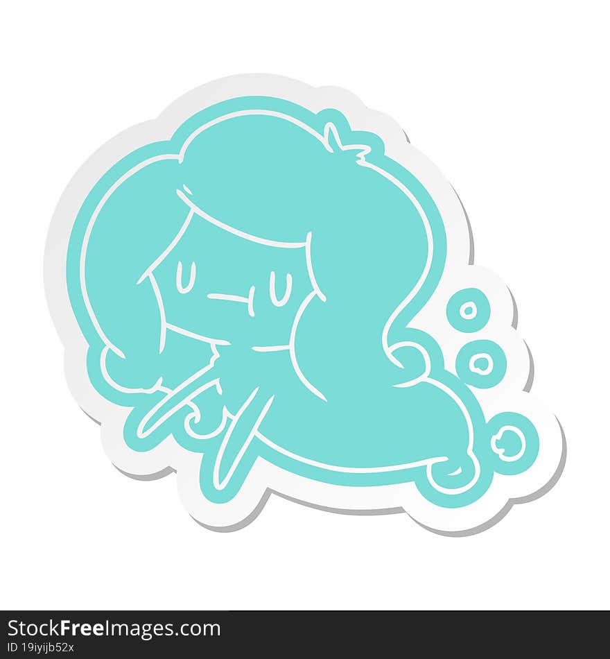 cartoon sticker of a kawaii cute ghost