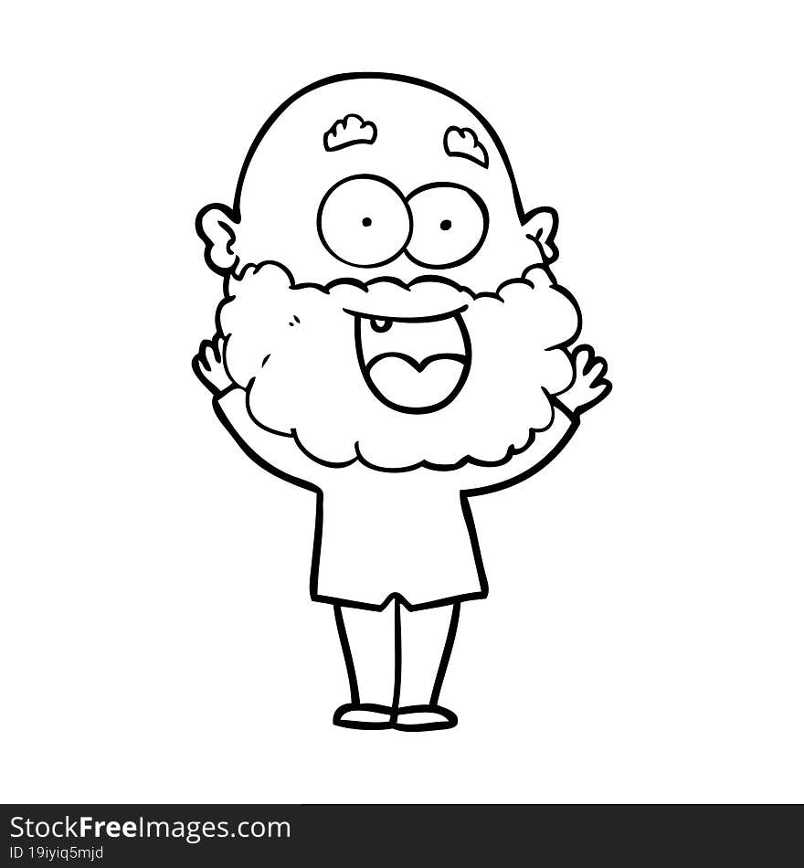 cartoon crazy happy man with beard. cartoon crazy happy man with beard