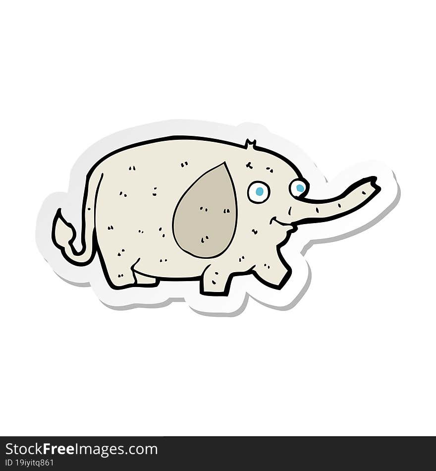 sticker of a cartoon funny little elephant