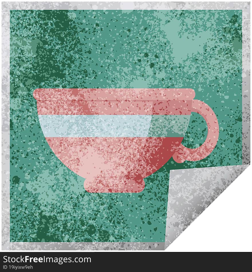 coffee cup graphic vector illustration square sticker. coffee cup graphic vector illustration square sticker