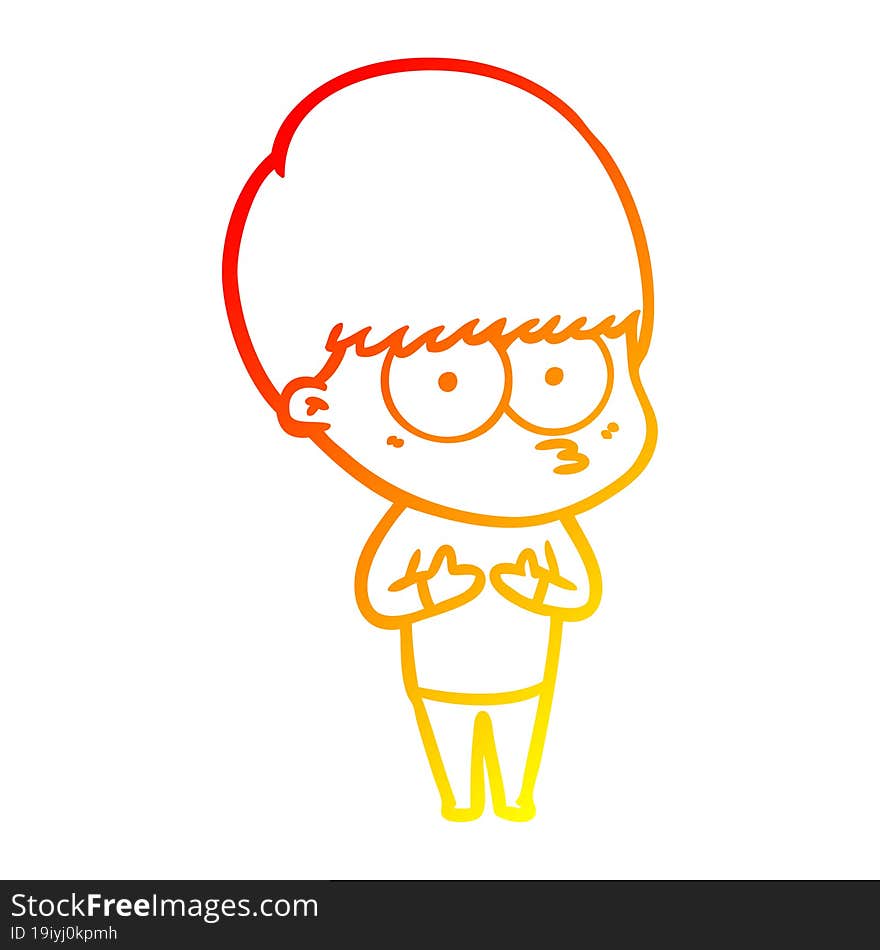 Warm Gradient Line Drawing Nervous Cartoon Boy