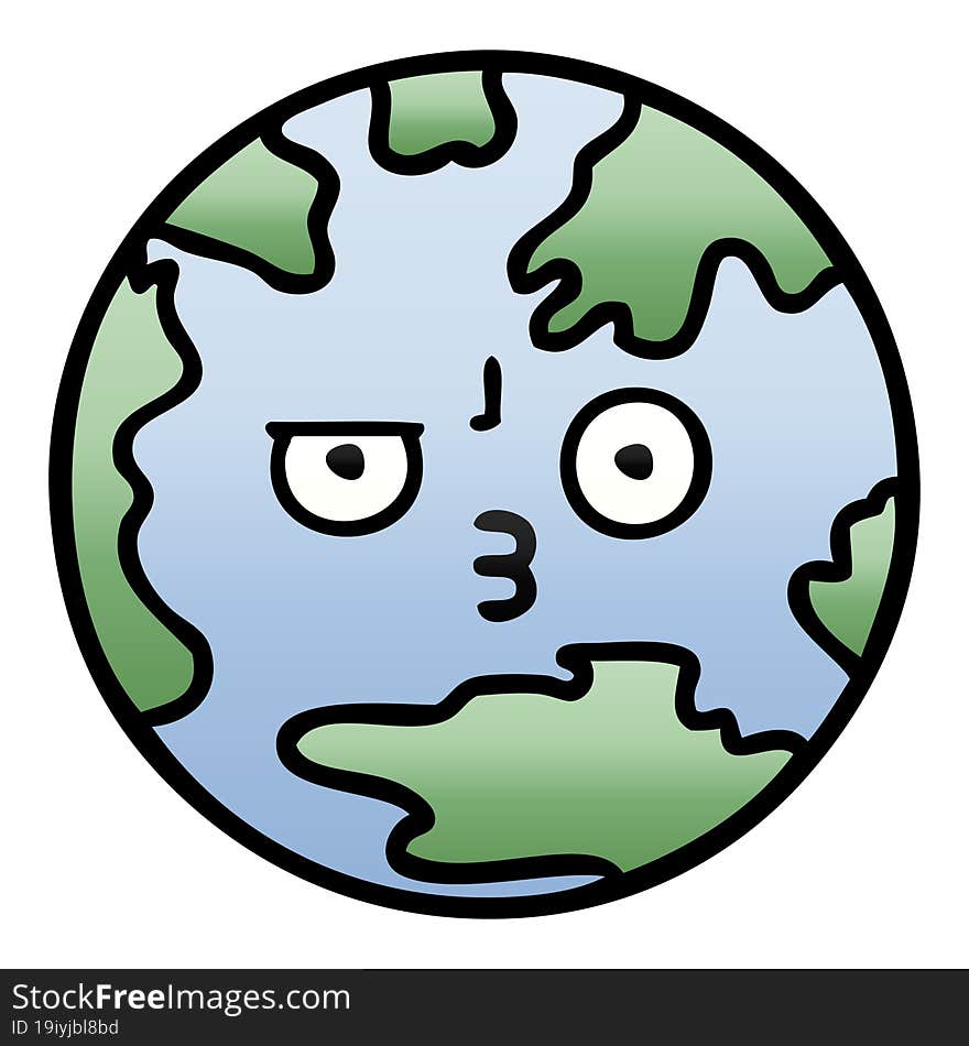 Gradient Shaded Cartoon Planet Earth