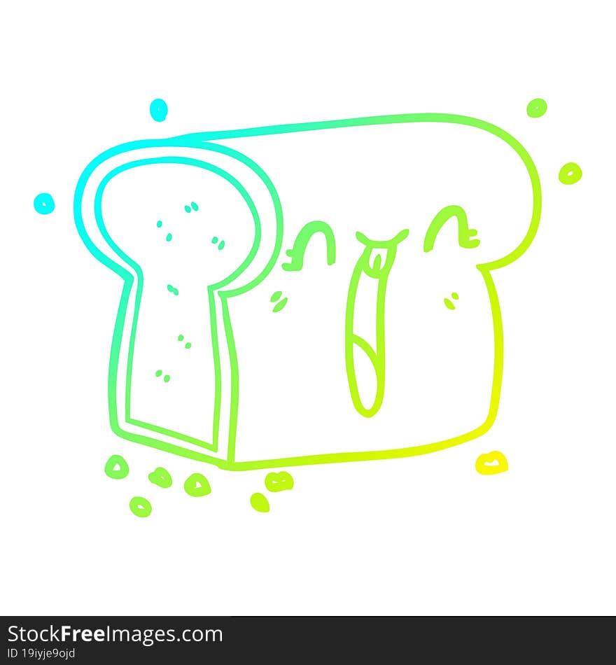 Cold Gradient Line Drawing Cartoon Laughing Loaf Of Bread