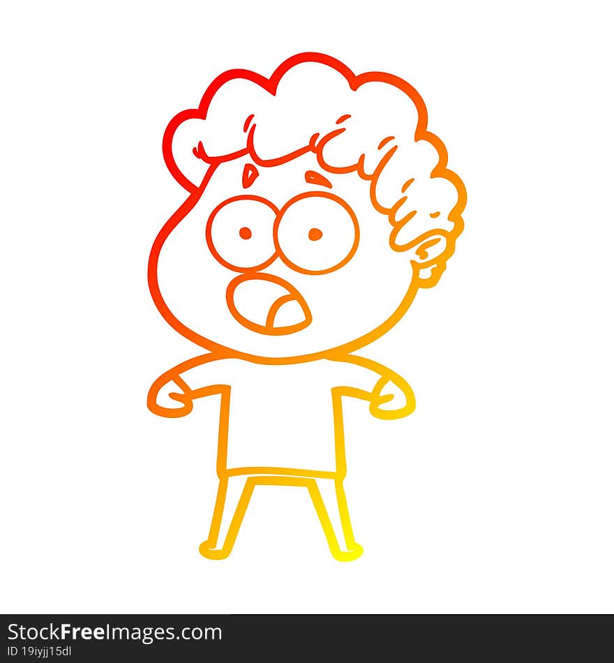 warm gradient line drawing cartoon man gasping in surprise