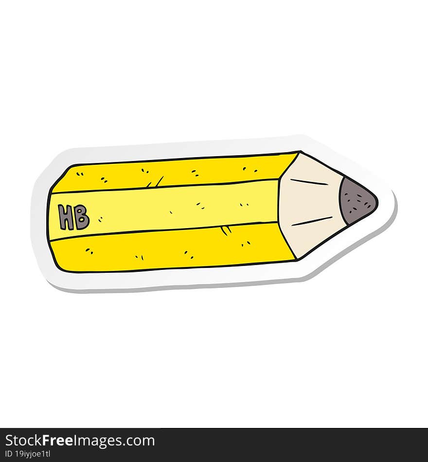 sticker of a cartoon pencil