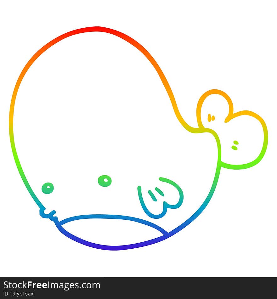 rainbow gradient line drawing of a cartoon whale