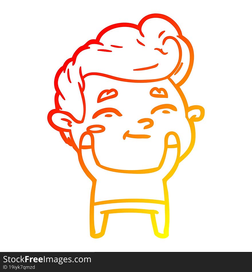 warm gradient line drawing happy cartoon man