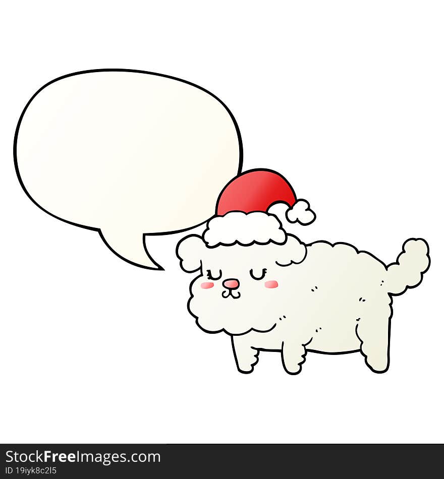 cute christmas dog and speech bubble in smooth gradient style