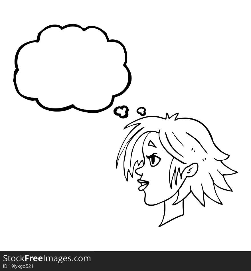 thought bubble cartoon happy female face